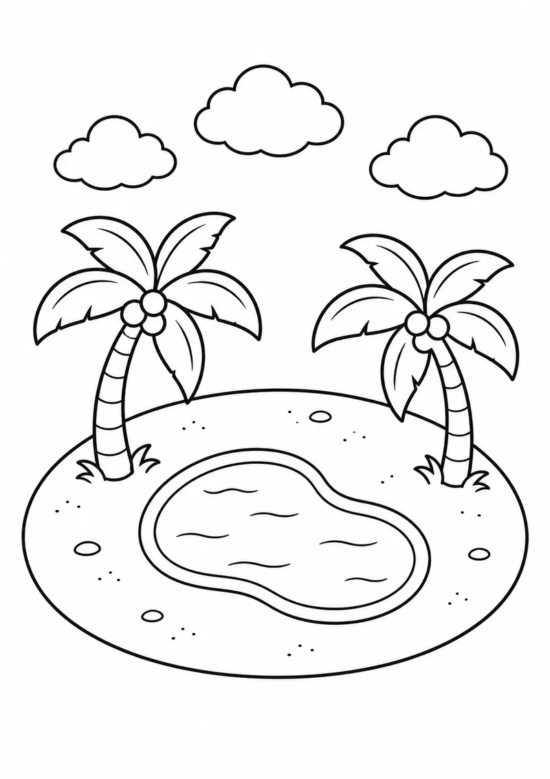 Ilha tropical vista do alto para colorir