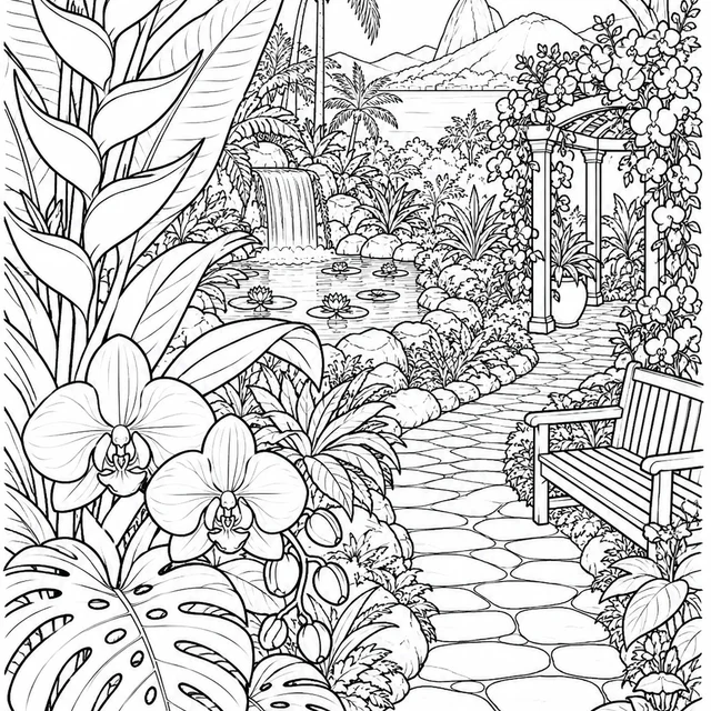 Jardim botânico para colorir