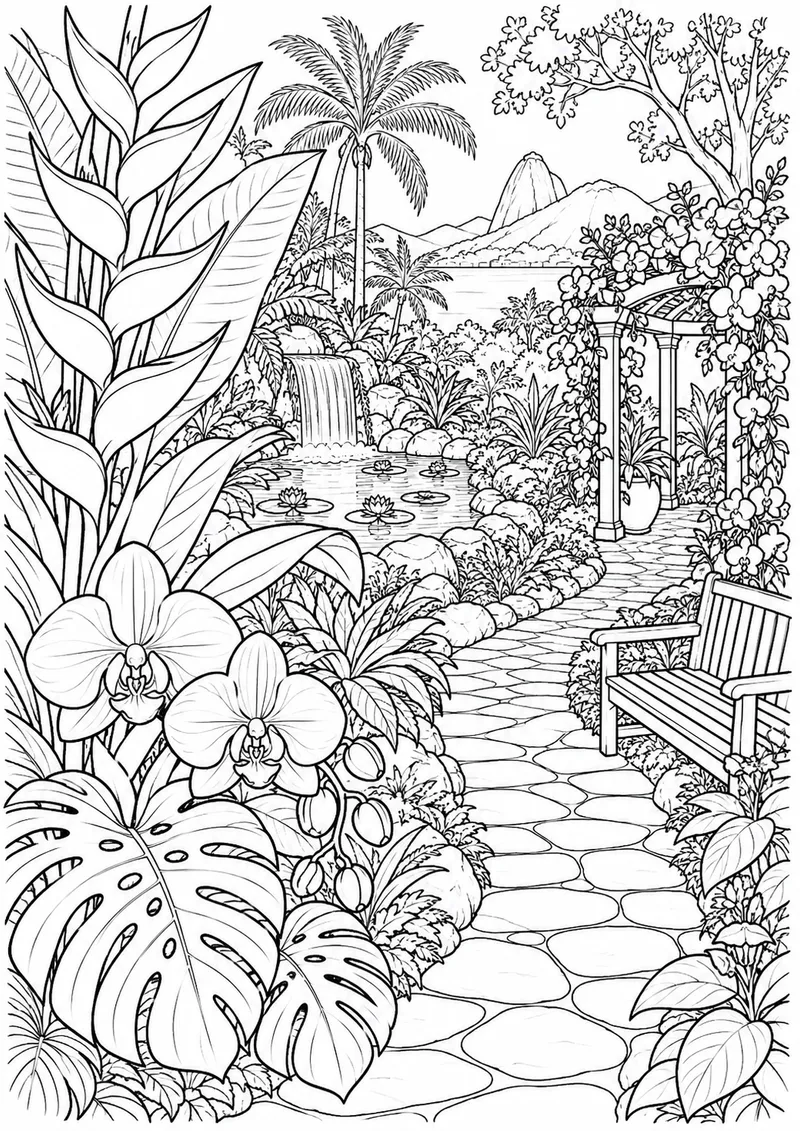 Jardim botânico para colorir