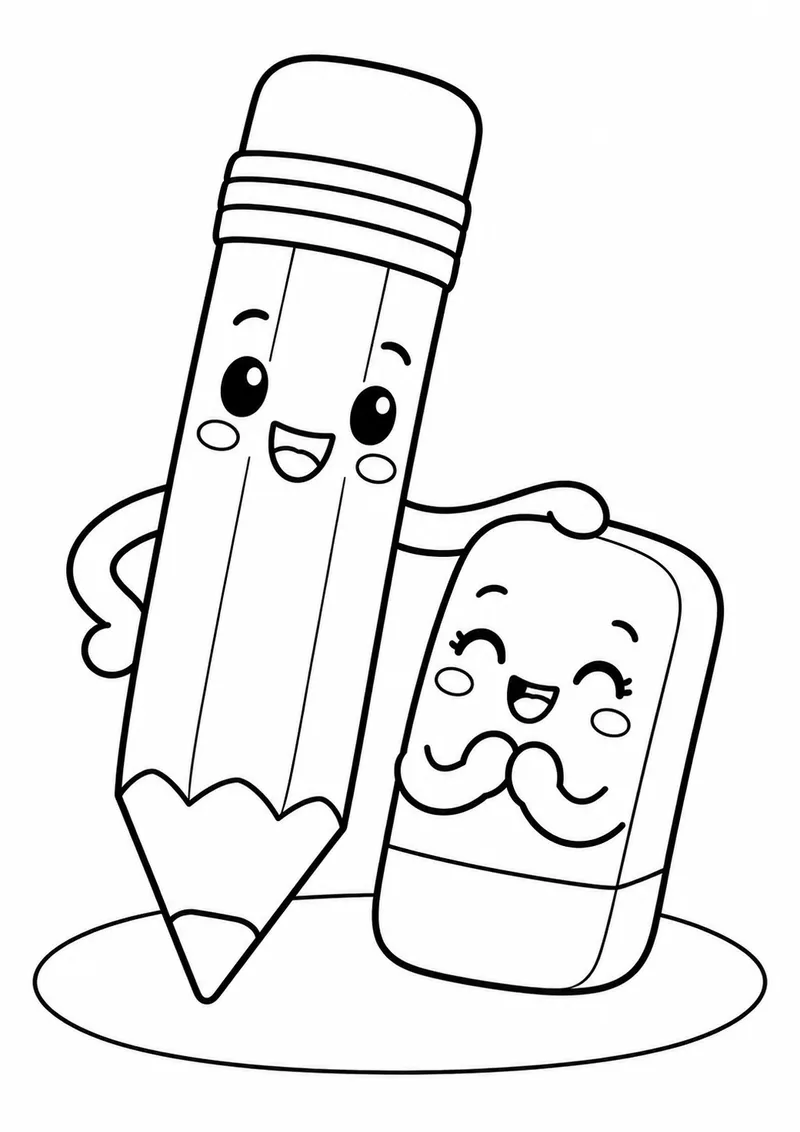 Lápis fofinho e borracha amiga para colorir