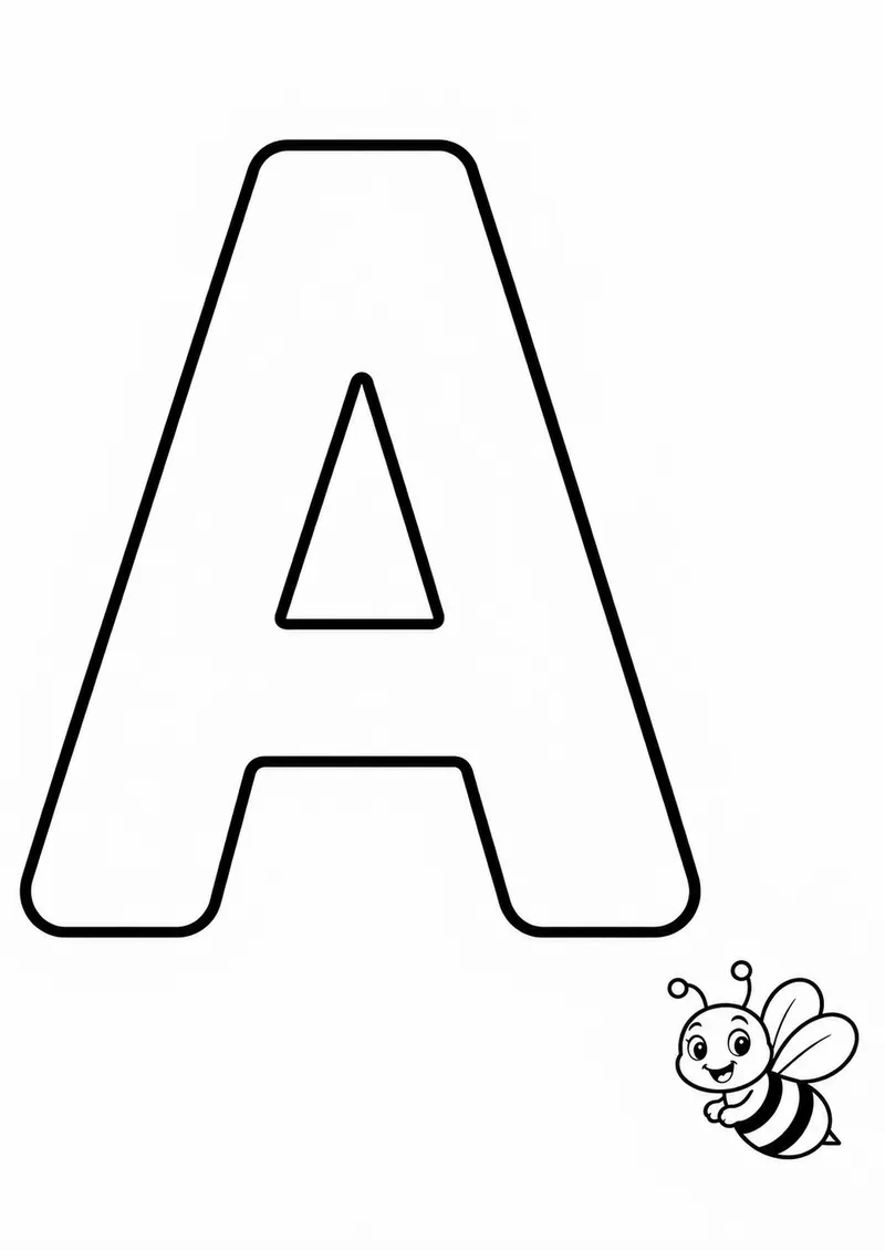 Letra A com abelha para colorir