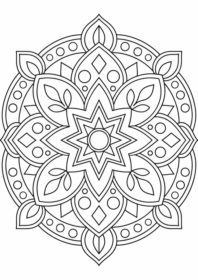 Mandala de estrelas para colorir