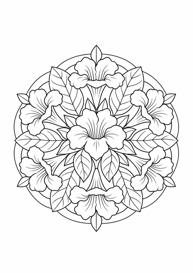 Mandala de flores de ipê para colorir