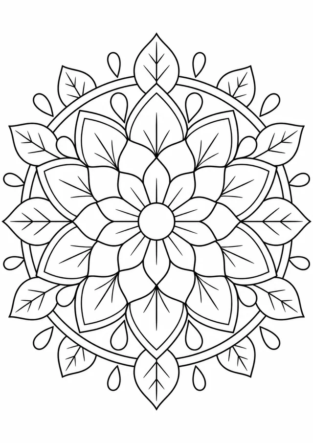 Mandala de flores grandes para colorir