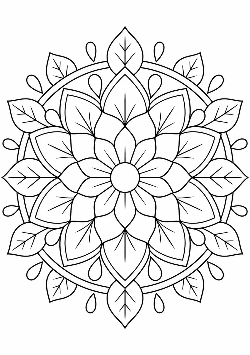 Mandala de flores grandes para colorir