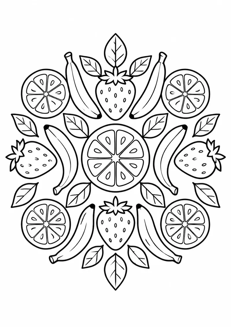 Mandala de frutas para colorir