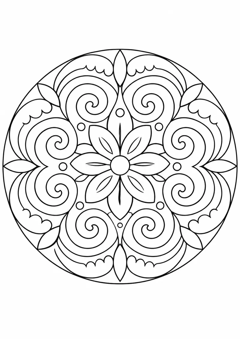 Mandala de ondas e espirais para colorir