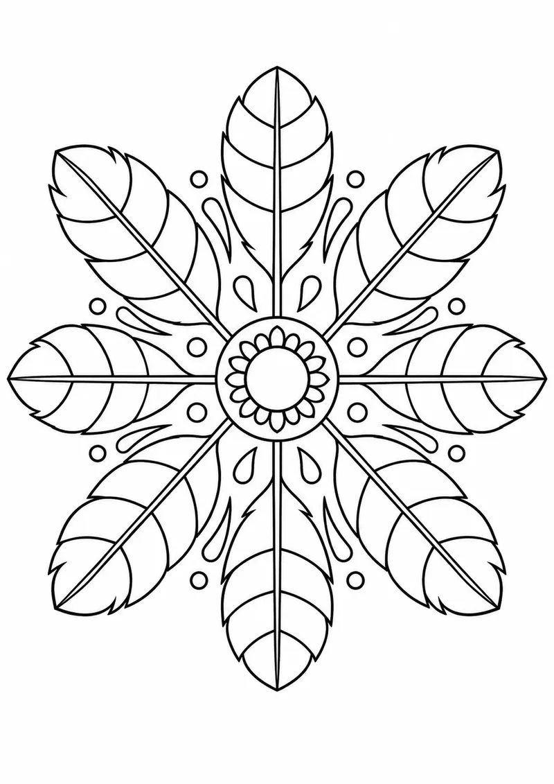 Mandala de penas para colorir