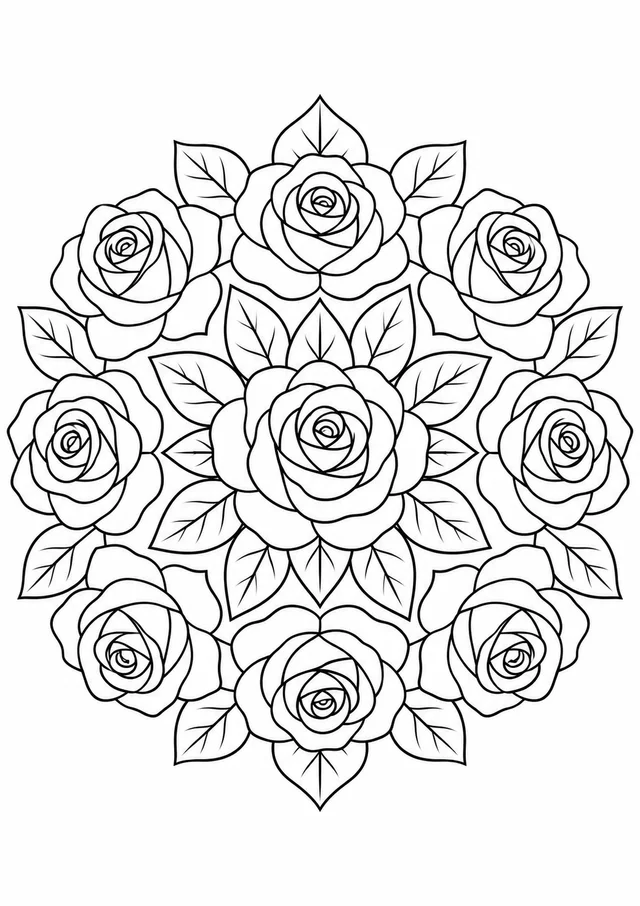 Mandala de rosas para colorir