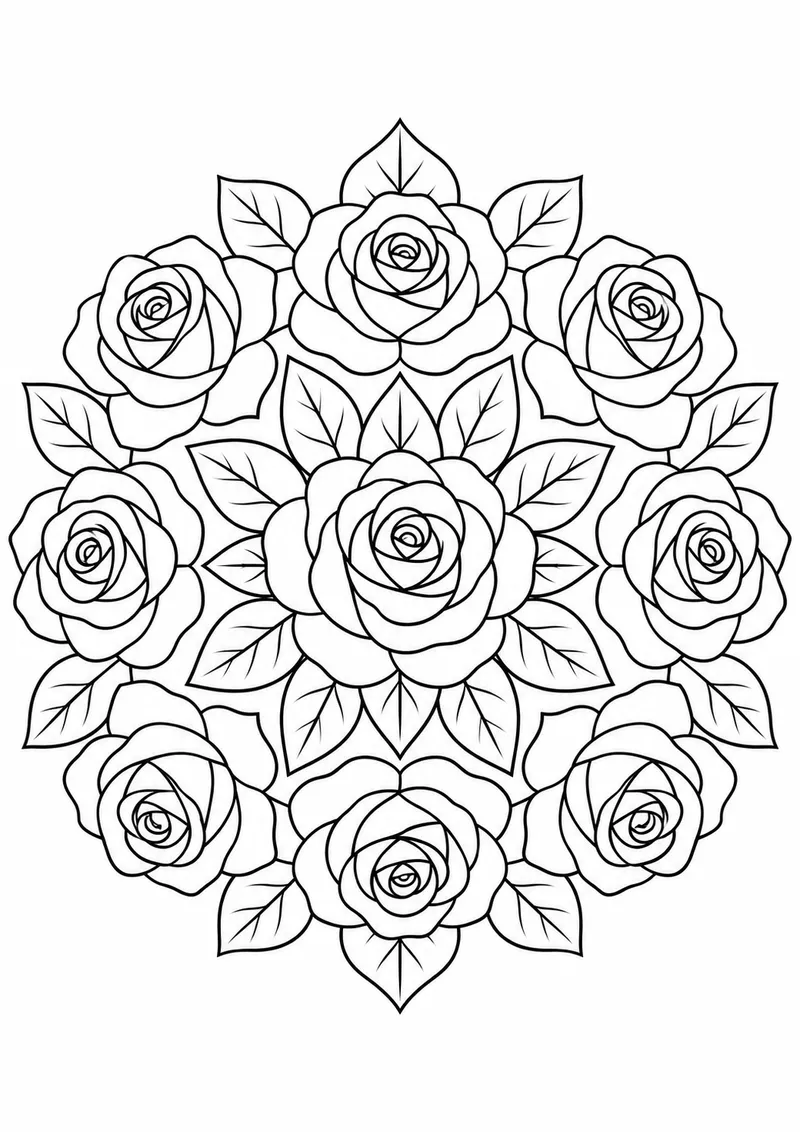 Mandala de rosas para colorir
