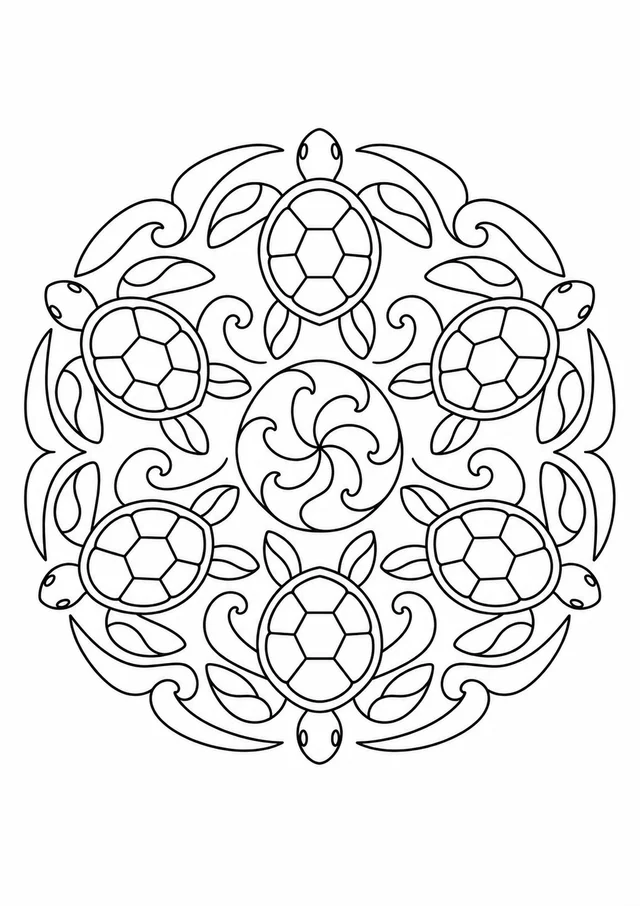 Mandala de tartarugas marinhas para colorir