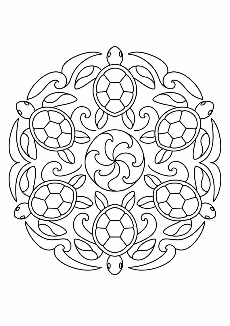 Mandala de tartarugas marinhas para colorir