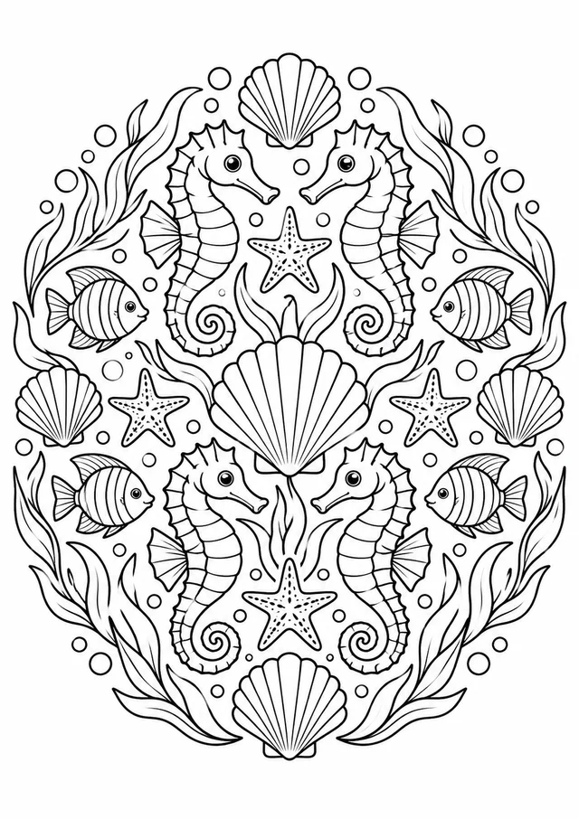 Mandala do fundo do mar para colorir