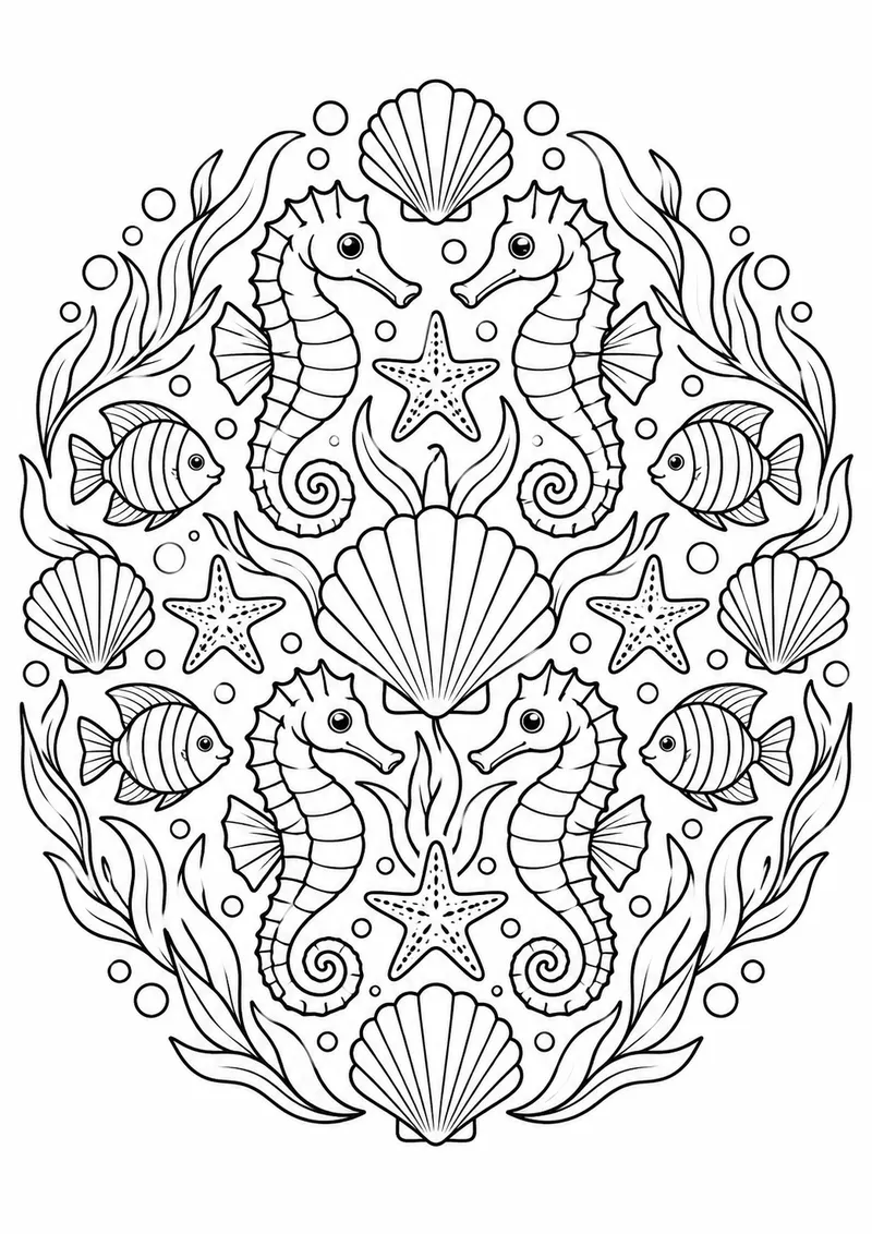 Mandala do fundo do mar para colorir