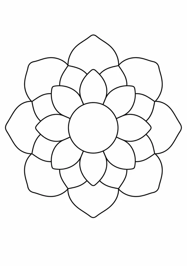 Mandala simples de pétalas grandes para colorir