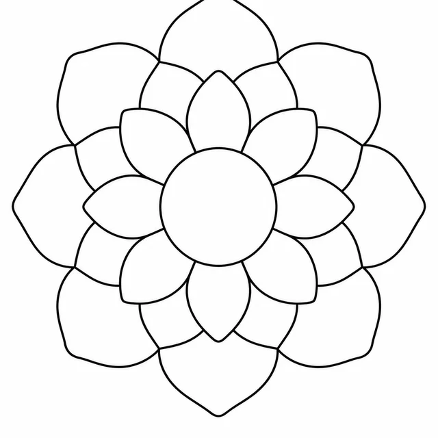 Mandala simples de pétalas grandes para colorir