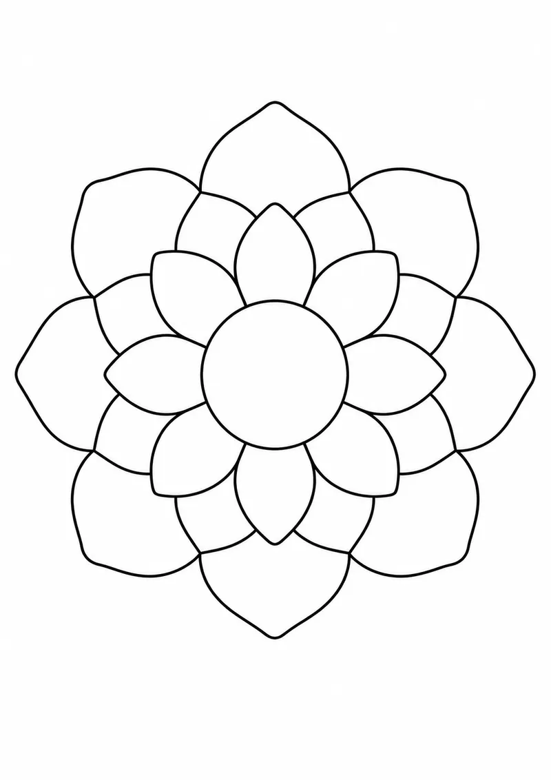 Mandala simples de pétalas grandes para colorir