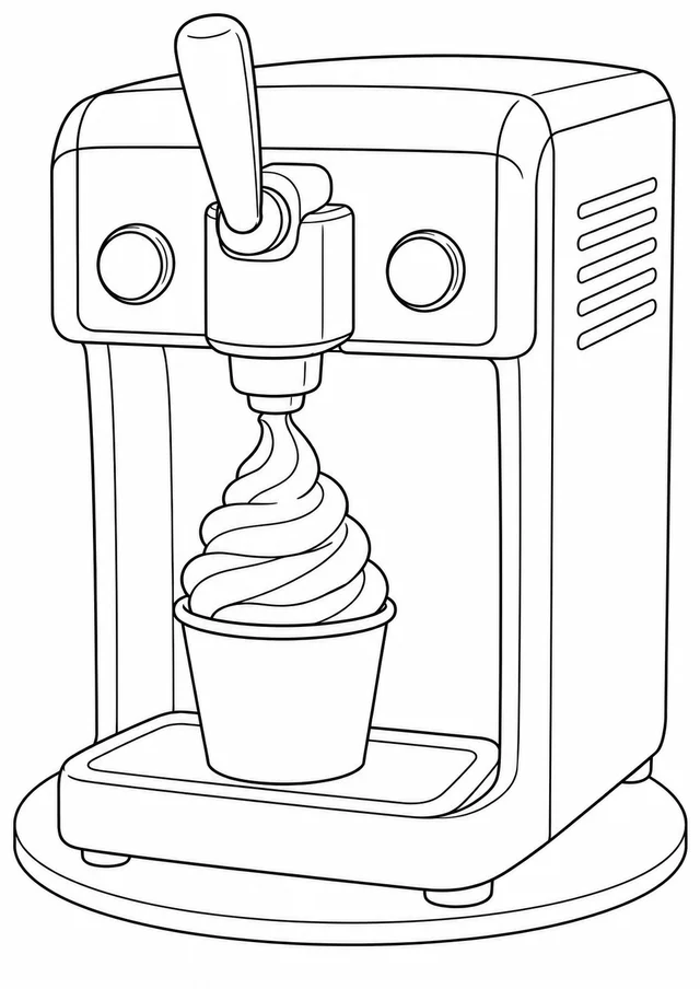 Máquina de sorvete expresso com copinho para colorir
