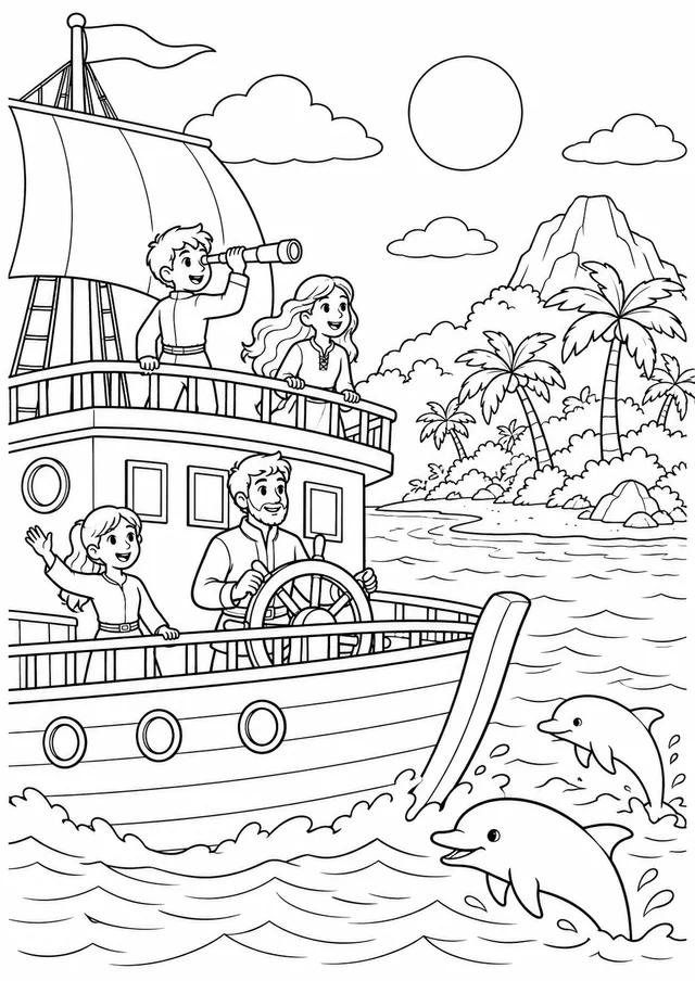 Navio de exploração para colorir