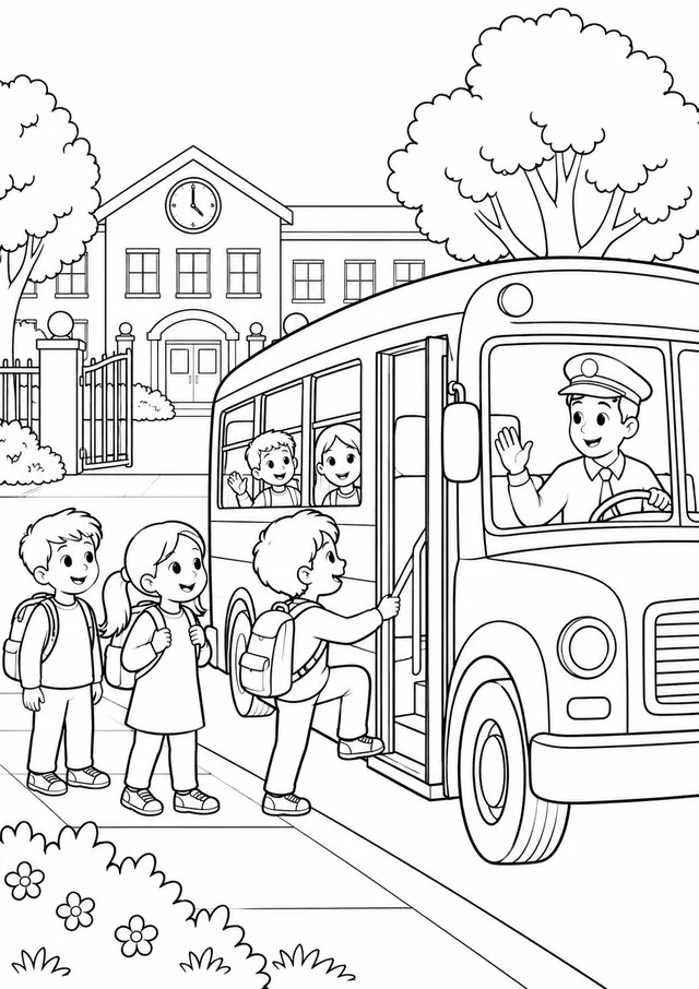 Ônibus escolar para colorir