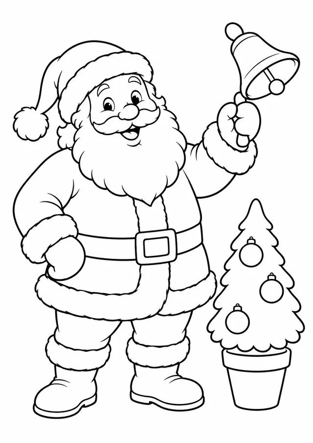 Papai Noel tocando o sino para colorir