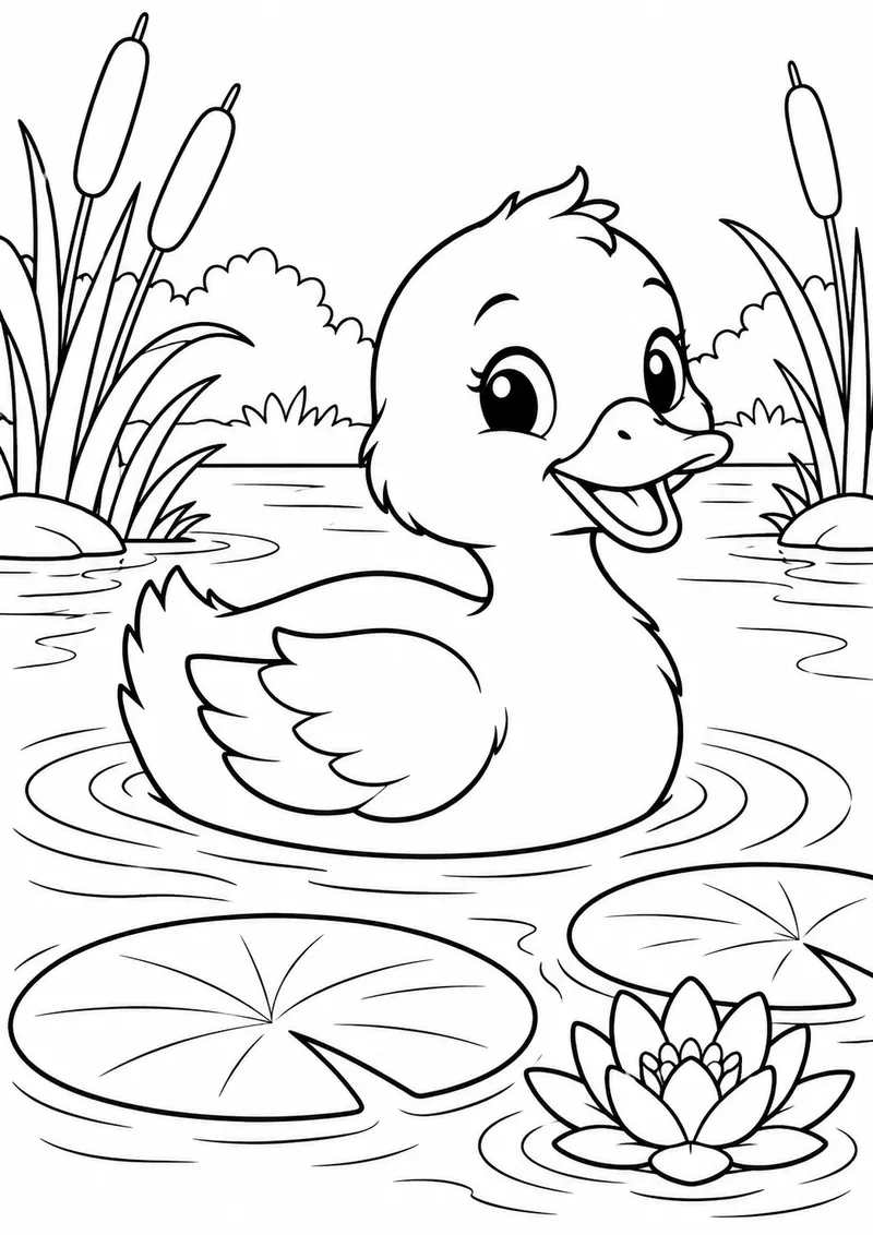 Patinho na lagoa para colorir