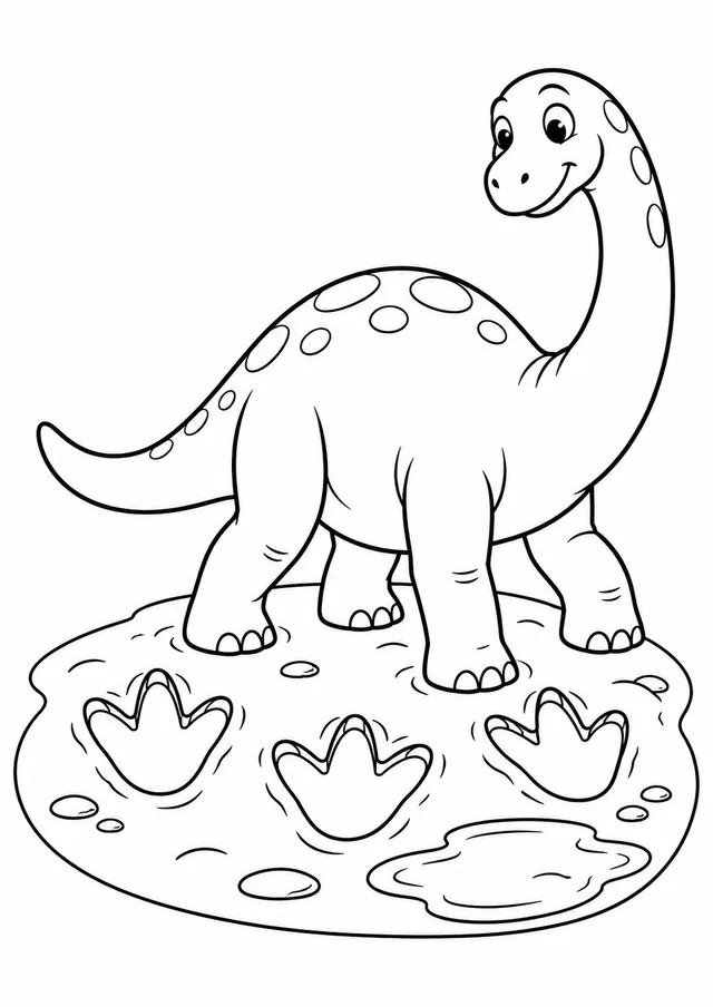 Pegadas de dinossauro na lama para colorir
