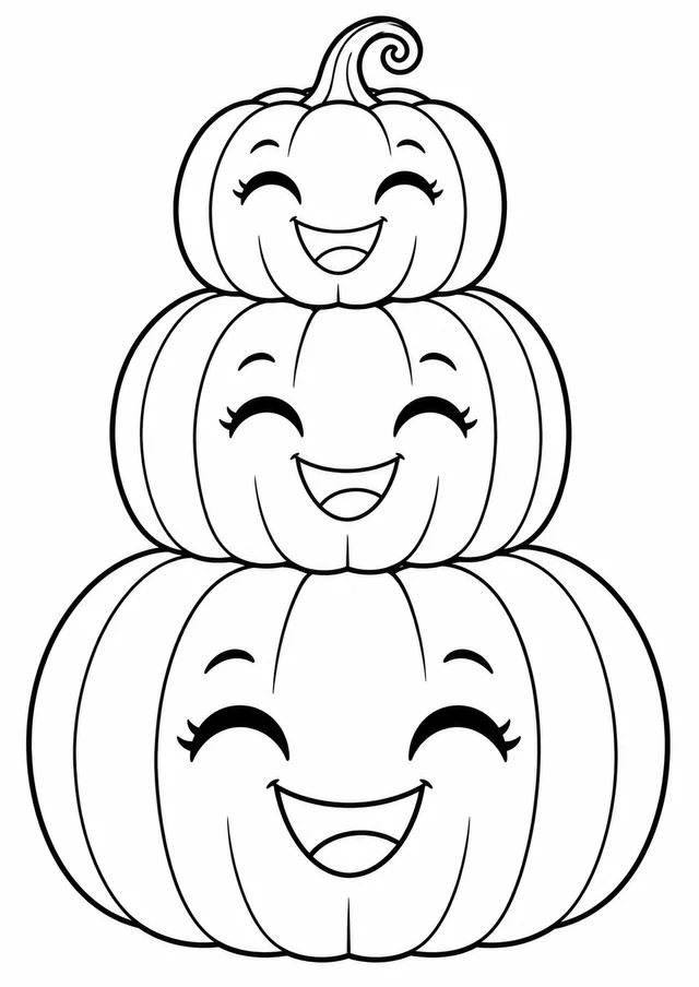 Pilha de abóboras de Halloween para colorir