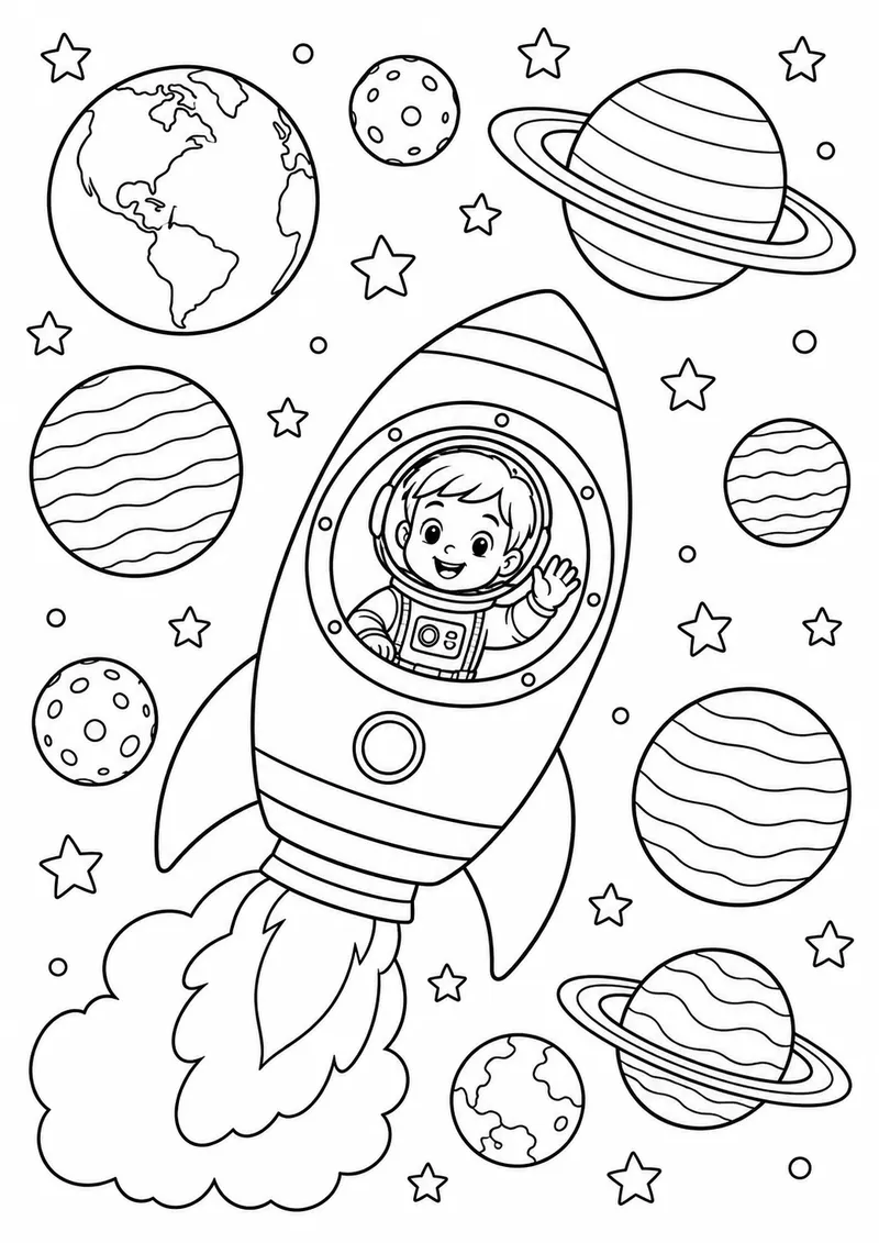 Planetas e estrelas para colorir