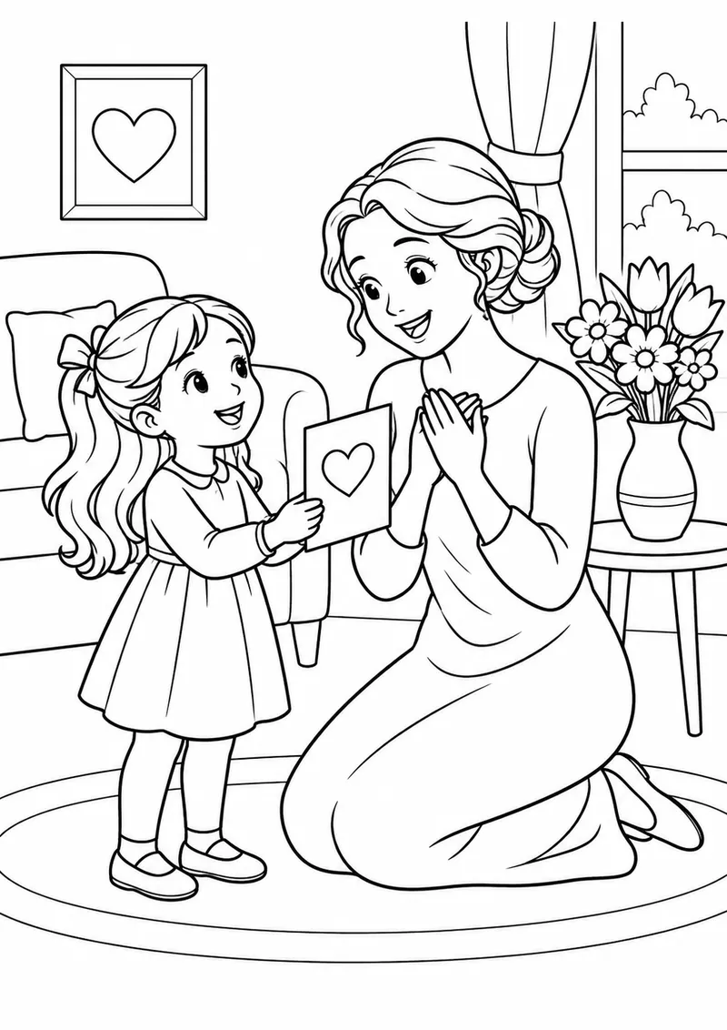 Presente para a mamãe para colorir