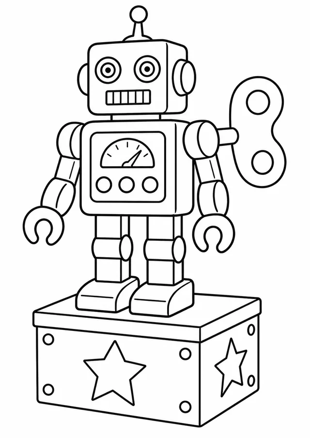 Robô de corda de brinquedo para colorir