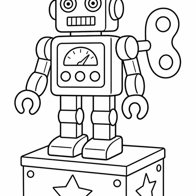 Robô de corda de brinquedo para colorir