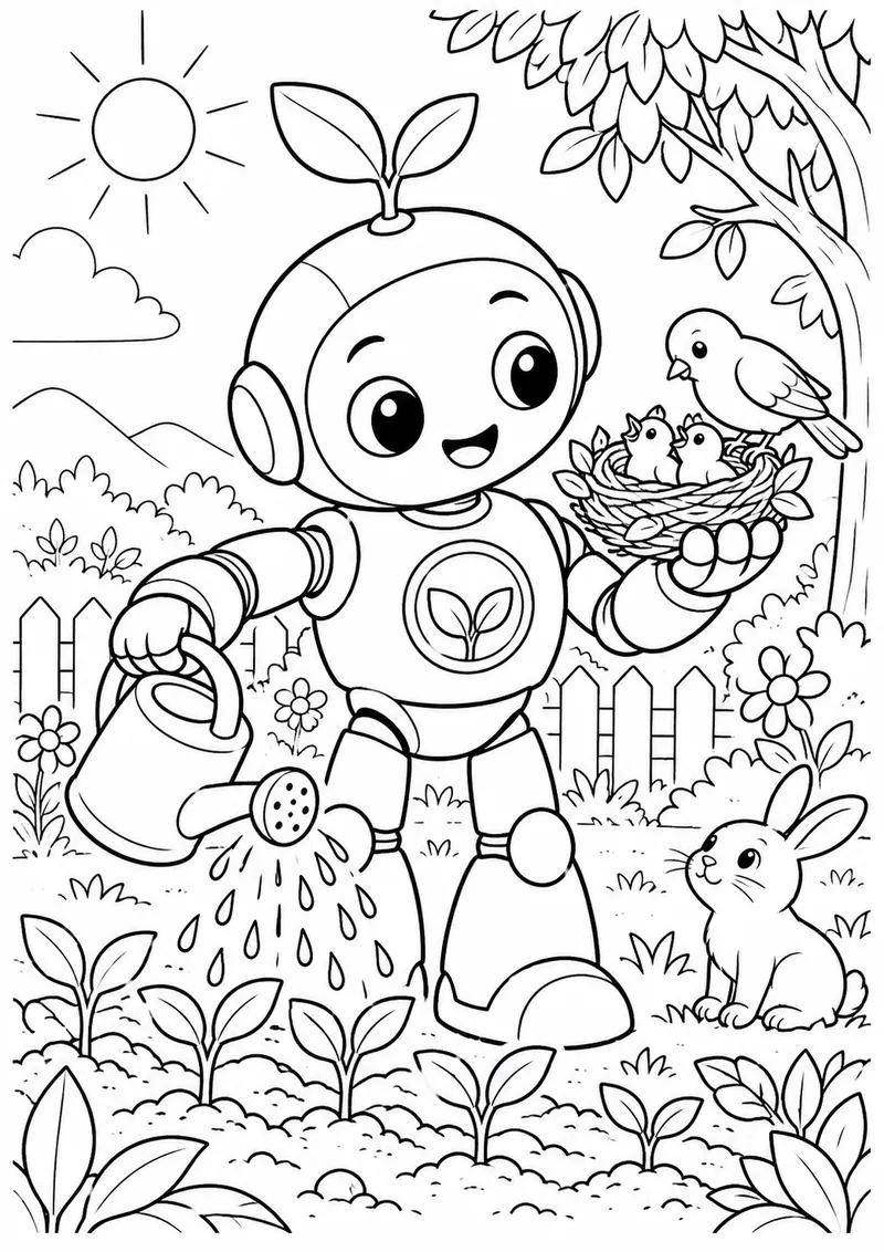 Robô protetor do jardim para colorir