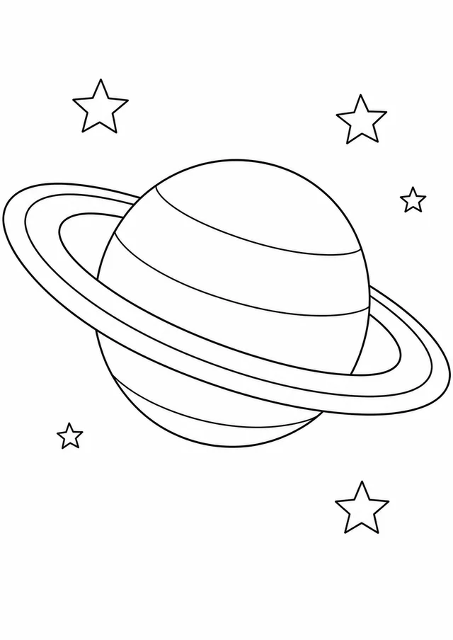 Saturno com anéis grandes para colorir