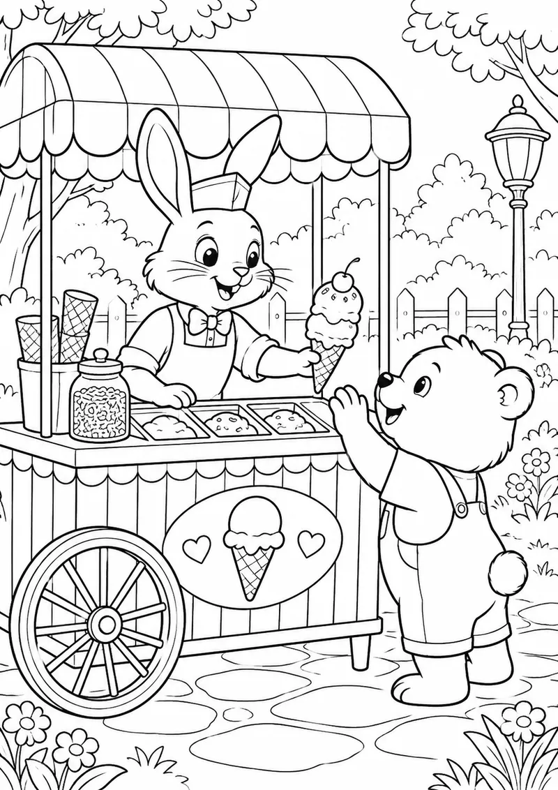 Sorveteria de bichinhos para colorir