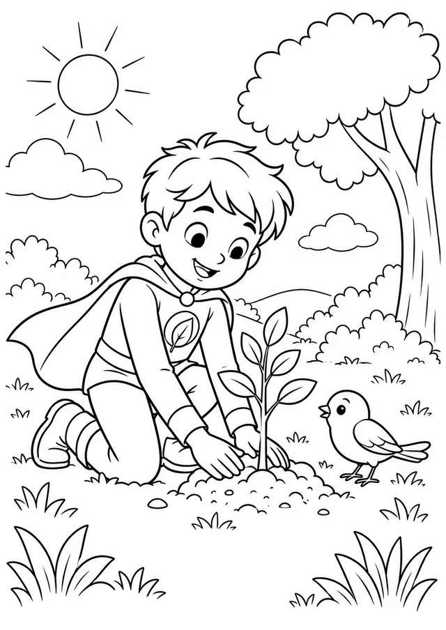 Super-heroína da natureza para colorir