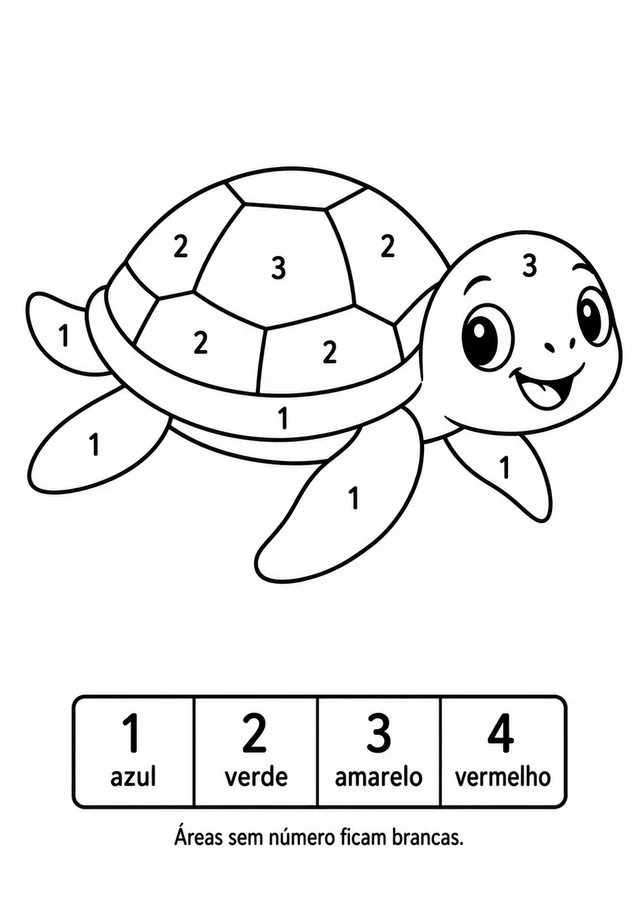 Tartaruga para colorir por números