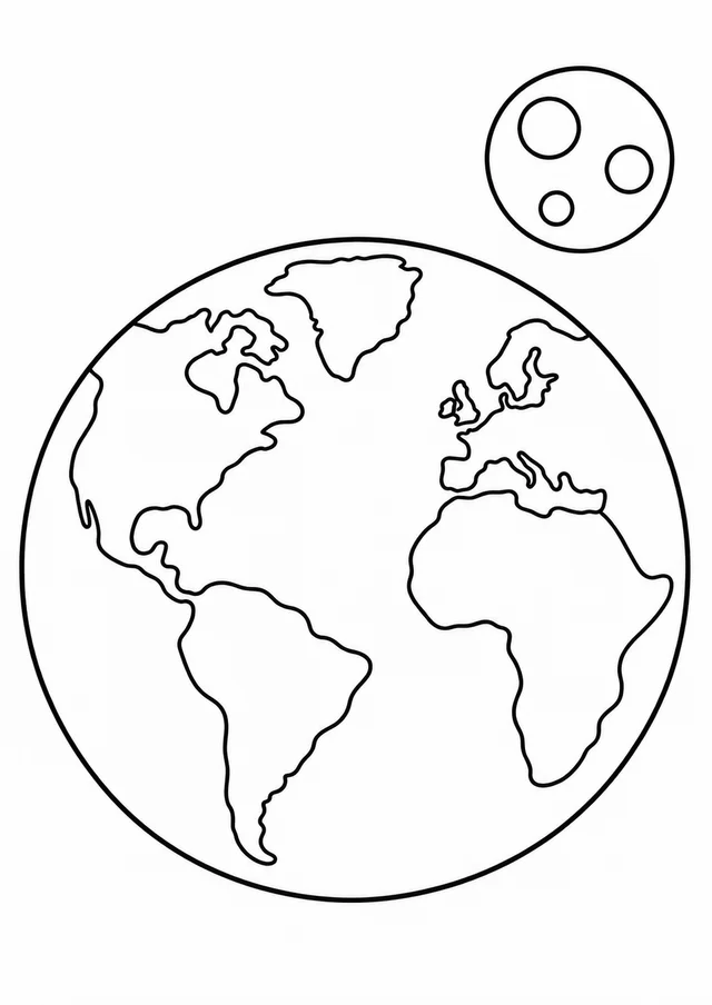 Terra e Lua para colorir
