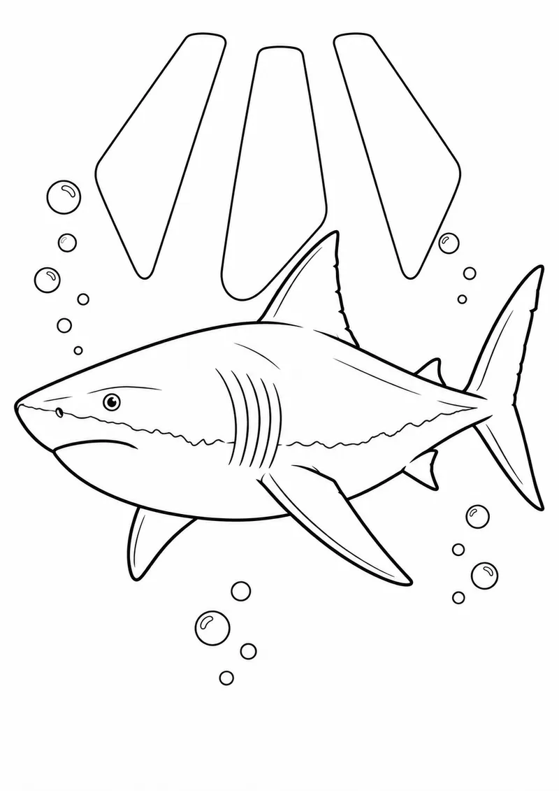 Tubarão-branco no oceano aberto para colorir