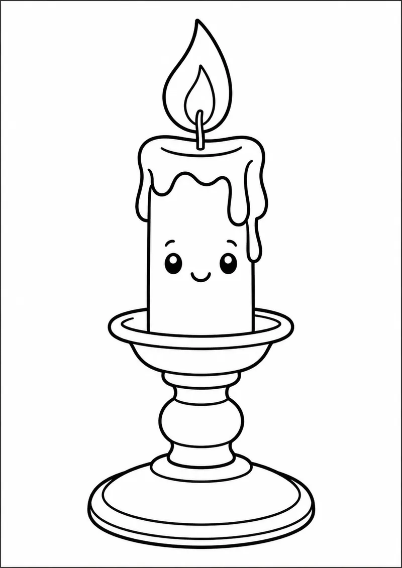 Vela fofinha num castiçal para colorir