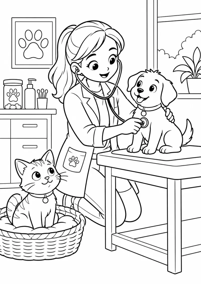 Veterinária e os bichinhos para colorir